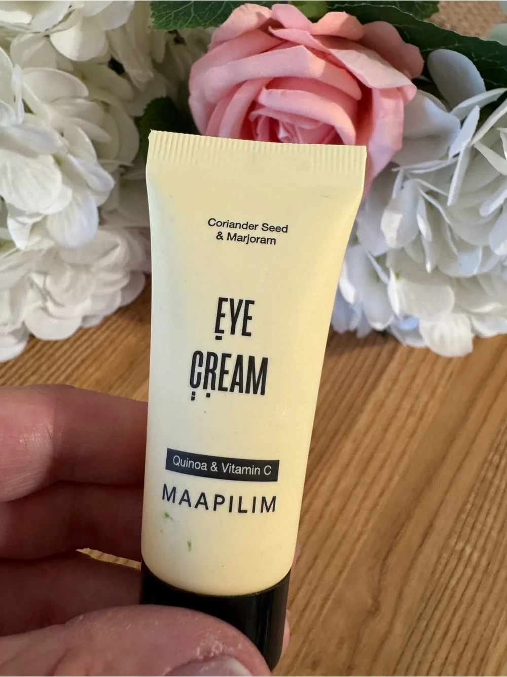 Maapilim Eye Cream Tube in Cream & Black with Pink Roses